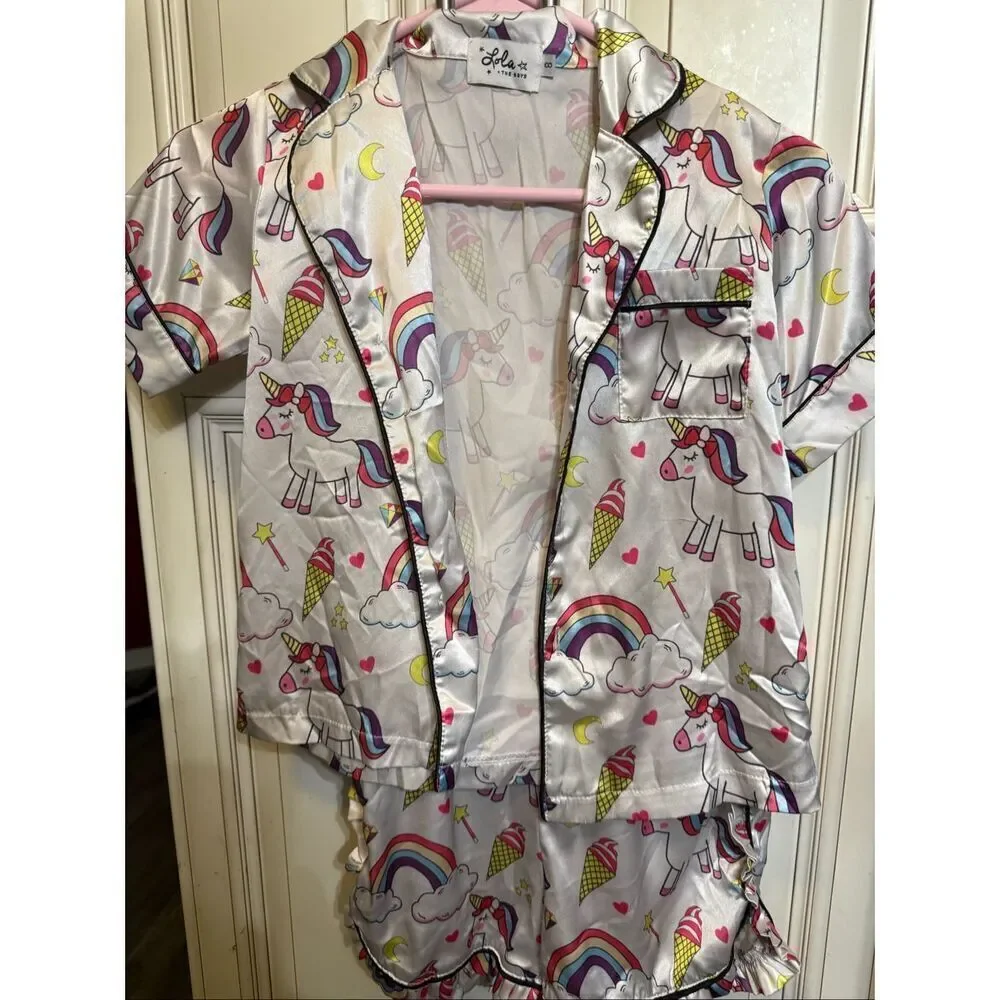 Lola + The Boys Girls Magical Unicorn Top and Shorts Set Multicolor Size 8